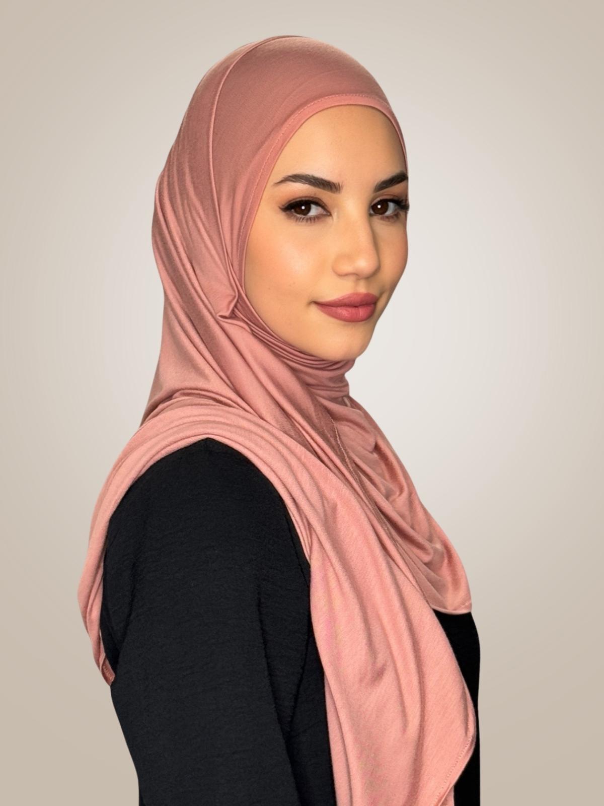 Pre-Sewn Jersey Hijab-Wood Rose