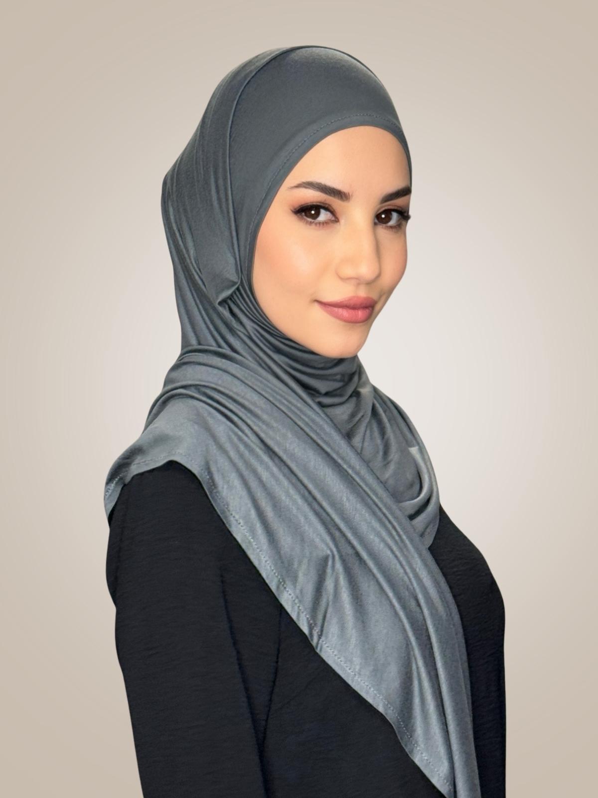 Pre-Sewn Jersey Hijab-Pebble Grey
