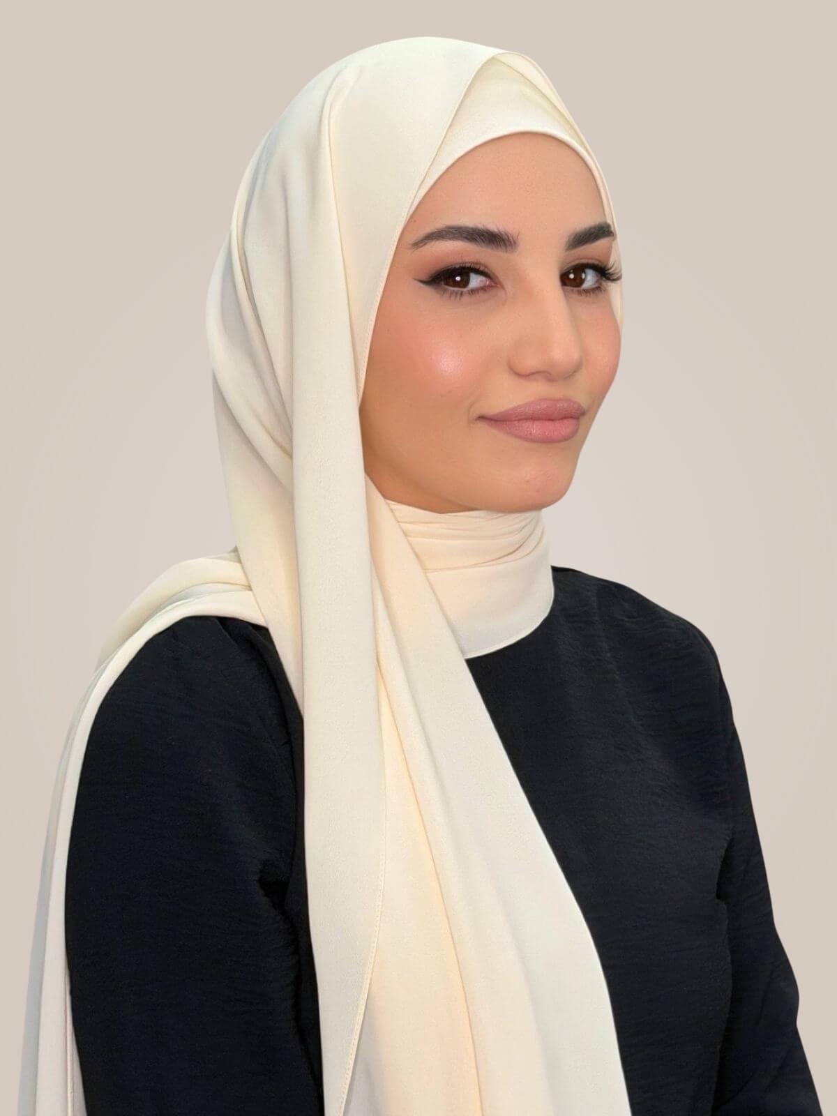 Matching Chiffon Hijab Set-Ivory Lace