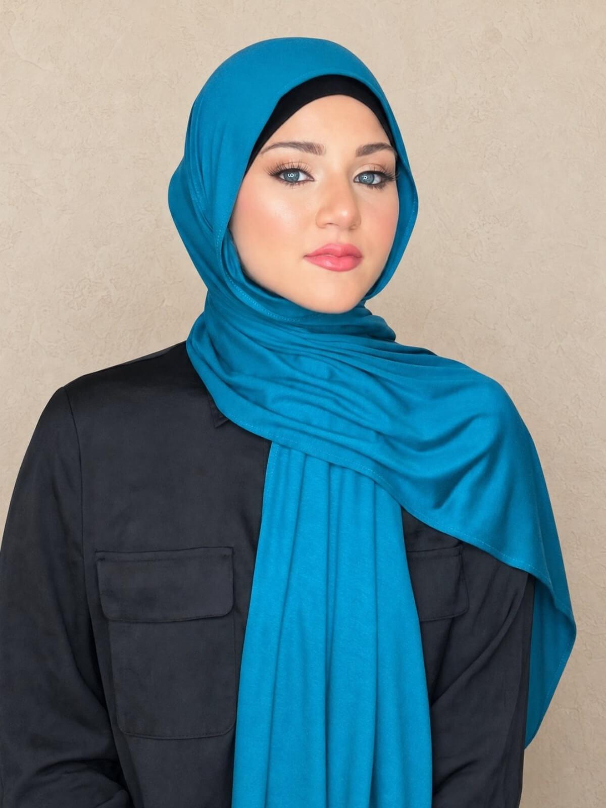 Classic Jersey Hijab-Peacock