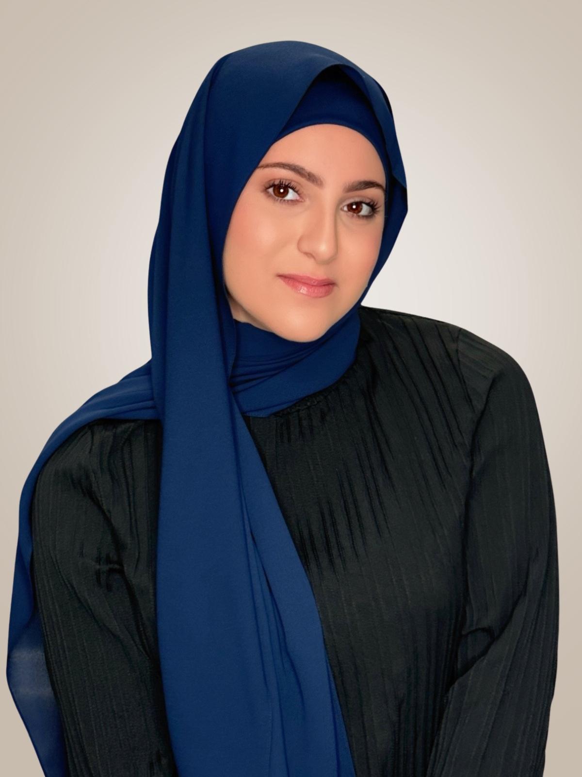 Modish Girl Matching Chiffon Hijab Set-Navy