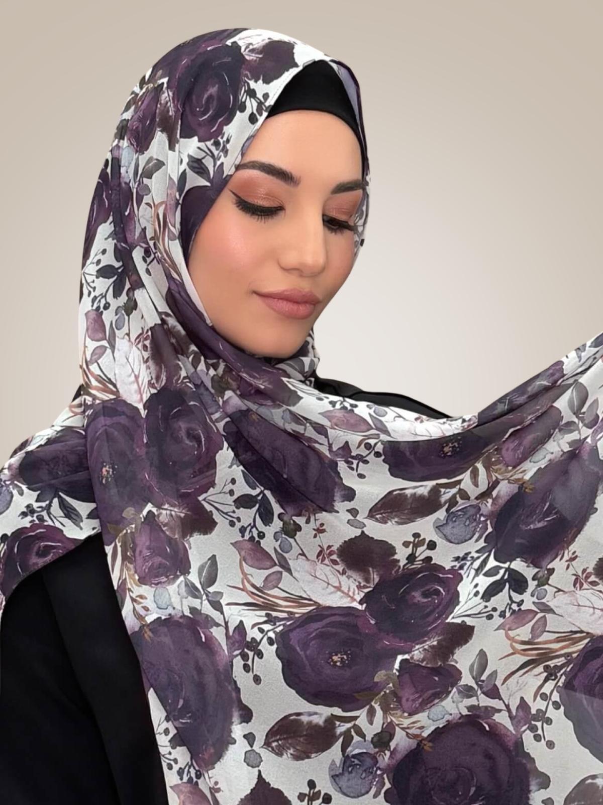 Printed Chiffon Hijab-Plum Orchid