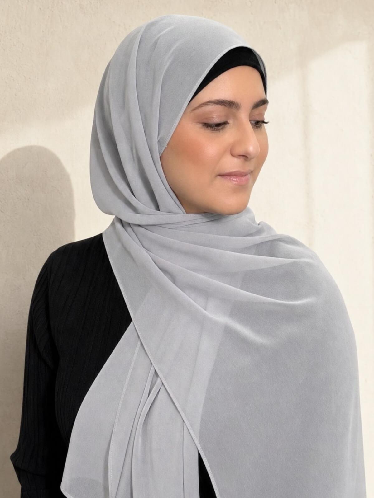 Modish Girl Luxury Chiffon Hijab-Chic Grey