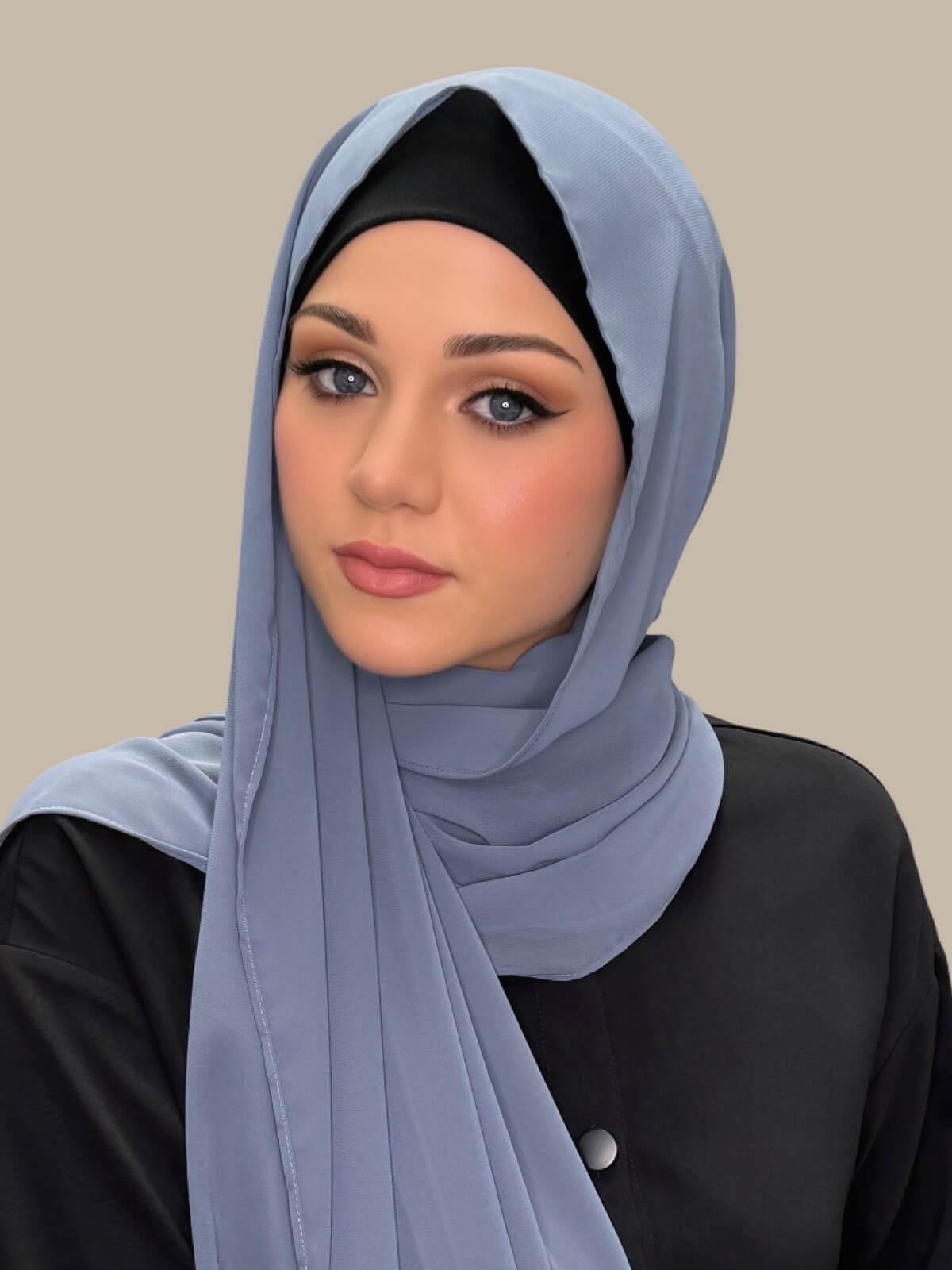 Luxury Chiffon Hijab-Dusty Blue