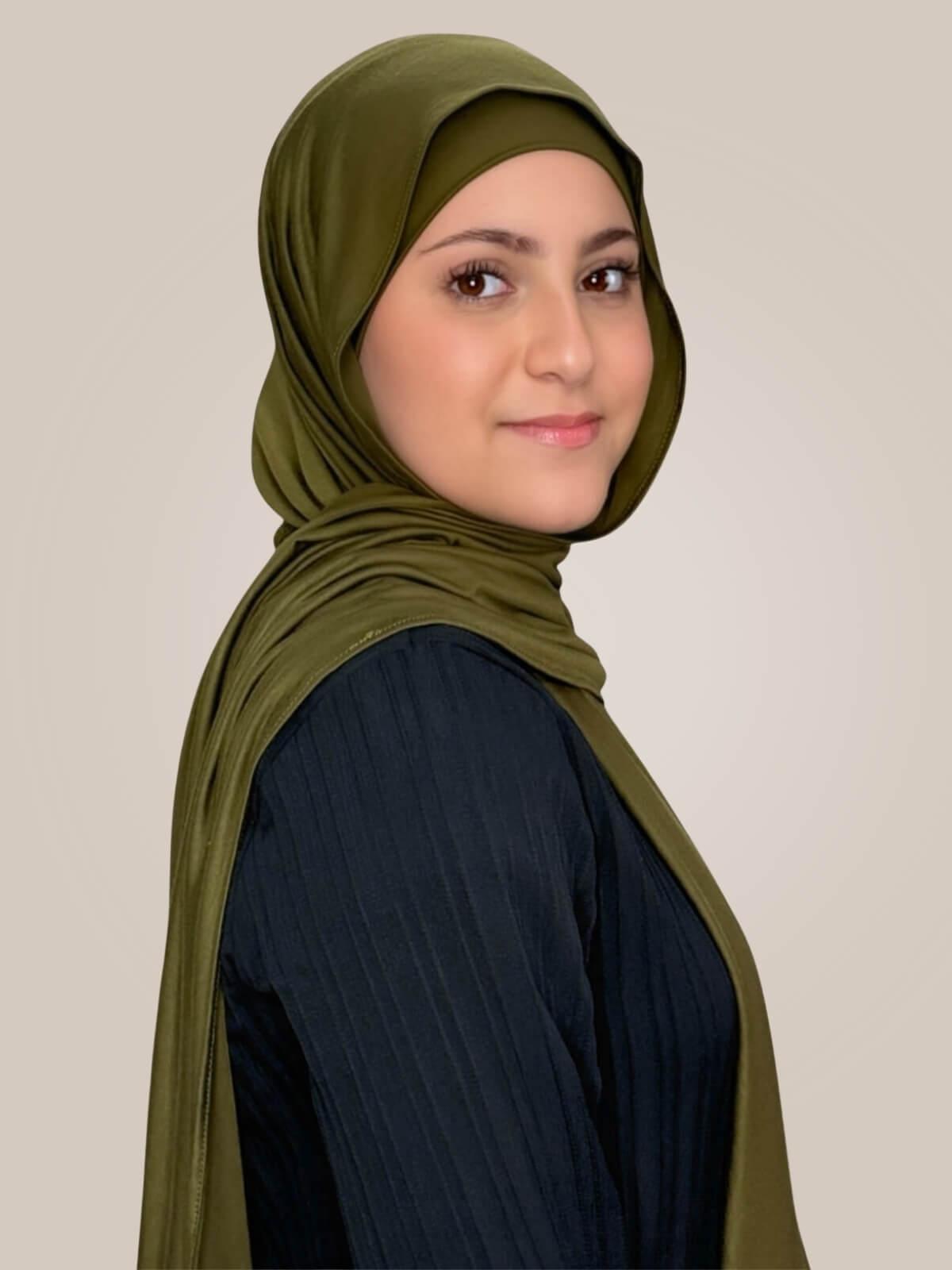 Modish Girl Premium Jersey Hijab-Olive Green