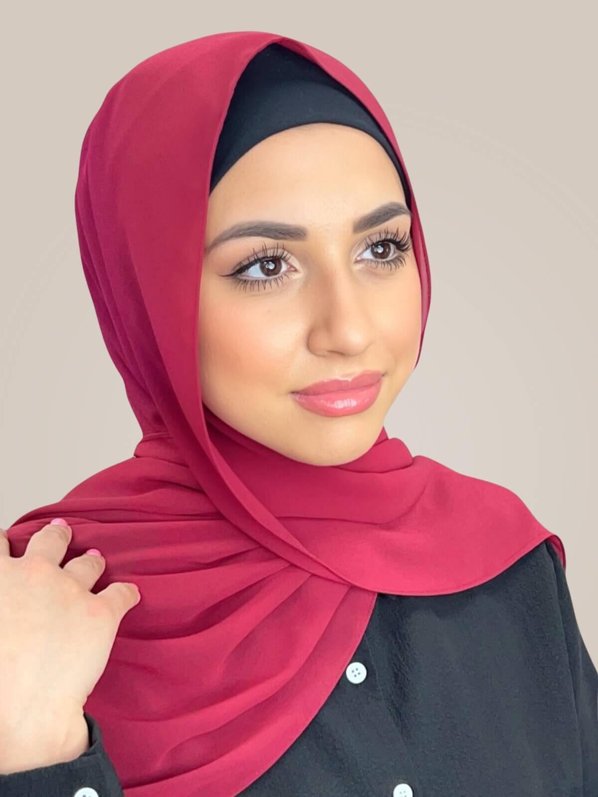 Luxury Chiffon Hijab-Blood Red
