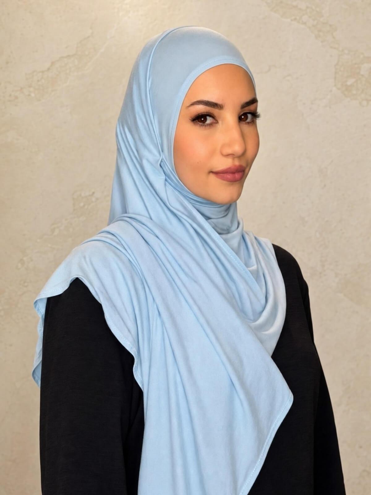 Pre-Sewn Jersey Hijab-Baby Blue