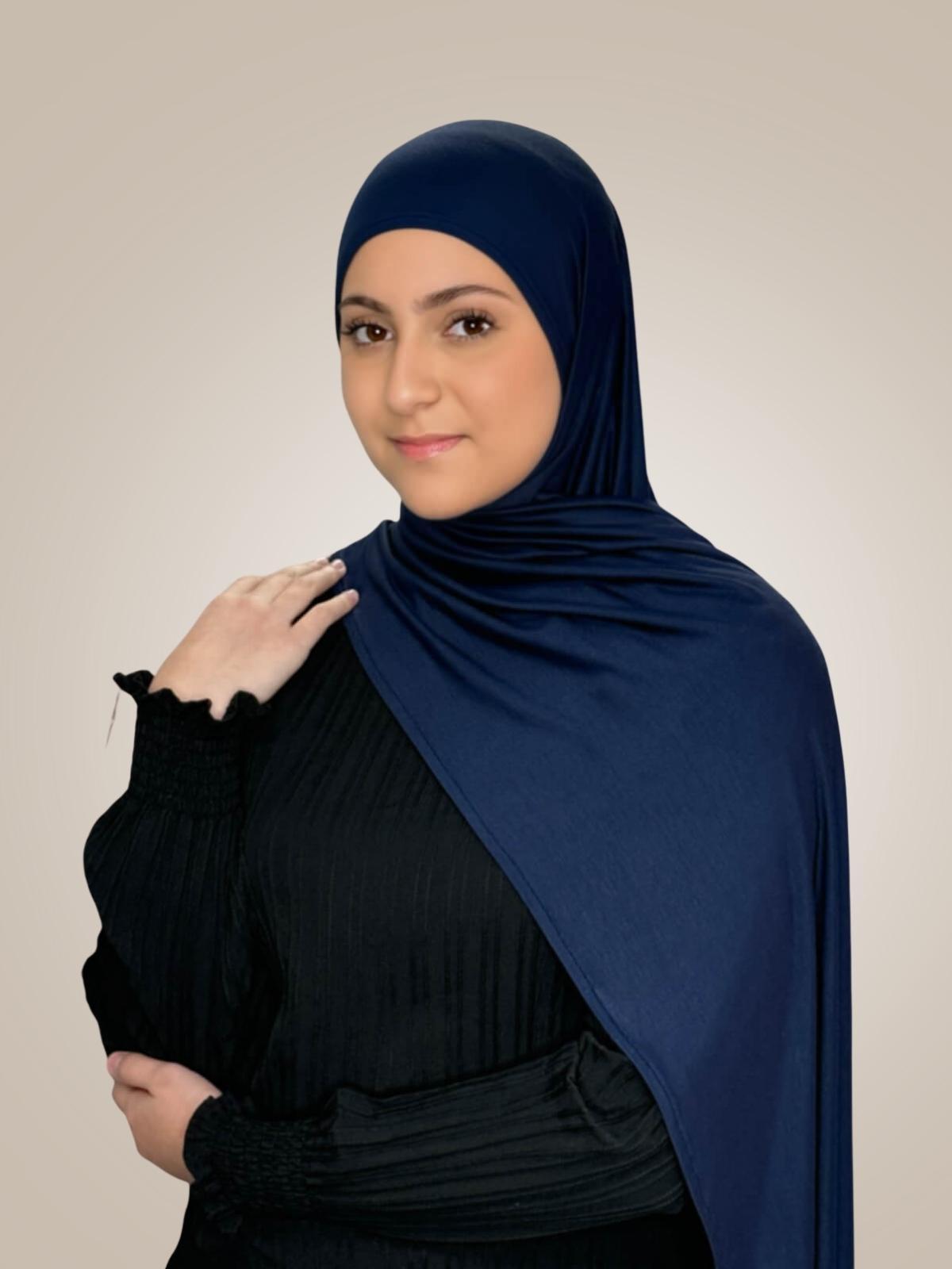 Modish Girl Pre-Sewn Jersey Hijab-Navy