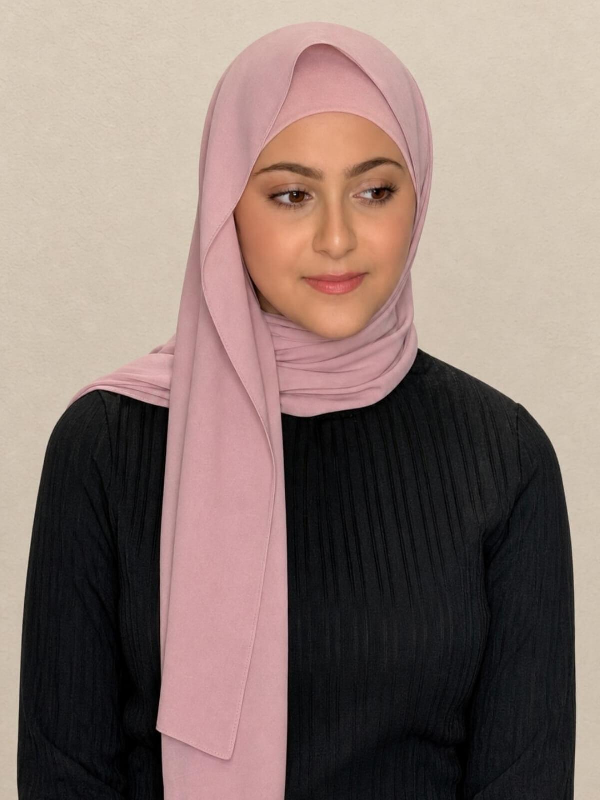 Modish Girl Matching Chiffon Hijab Set-Blush Rose