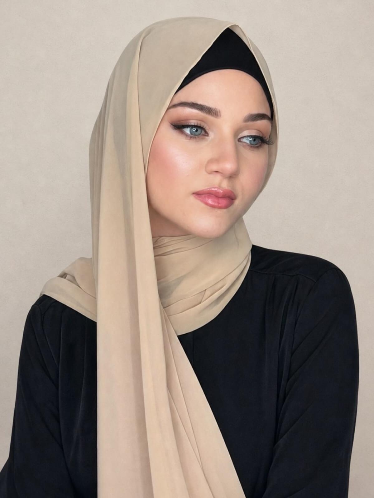 Luxury Chiffon Hijab-Frosted Almond