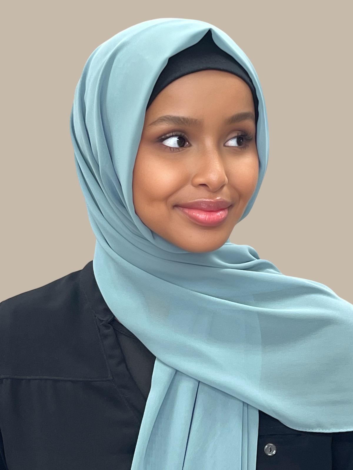 Luxury Chiffon Hijab-Pale Cyan