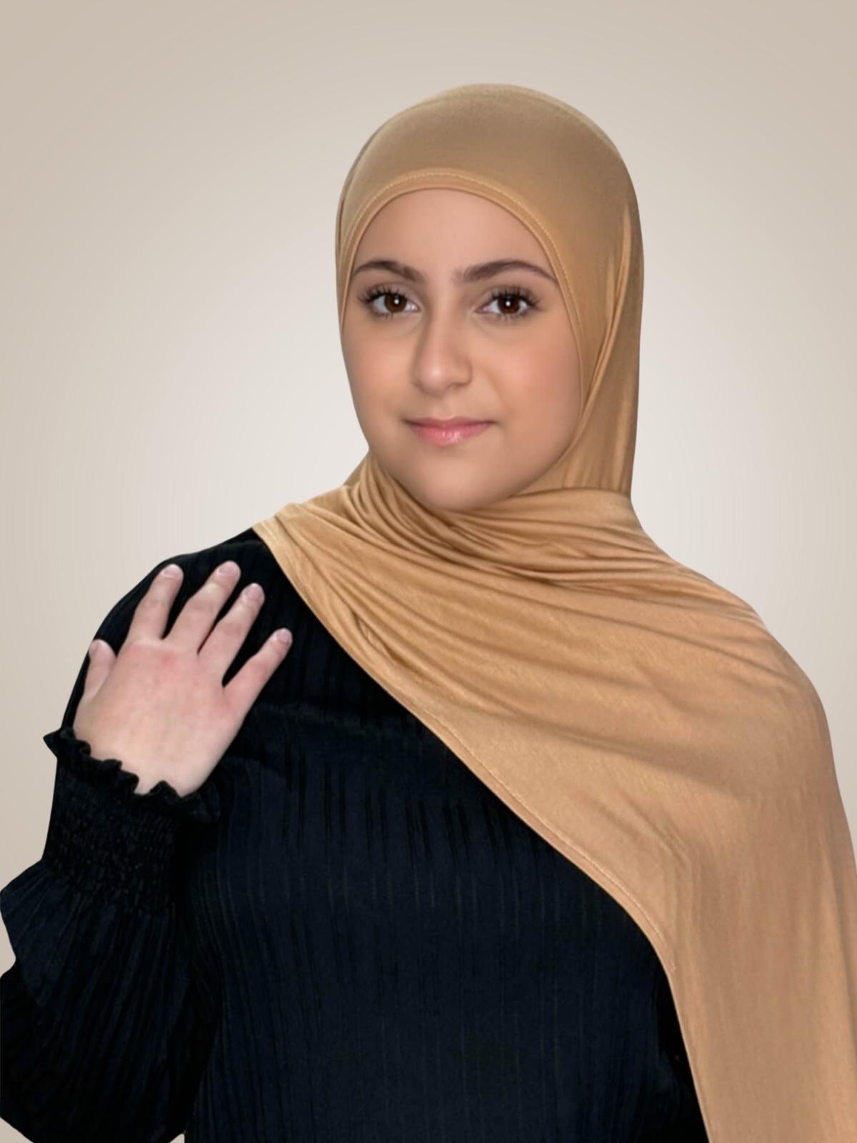 Modish Girl Pre-Sewn Jersey Hijab-Honey