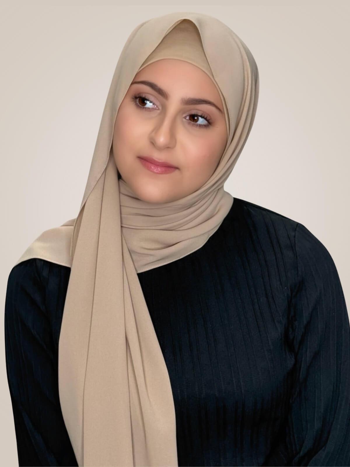 Modish Girl Matching Chiffon Hijab Set-Desert