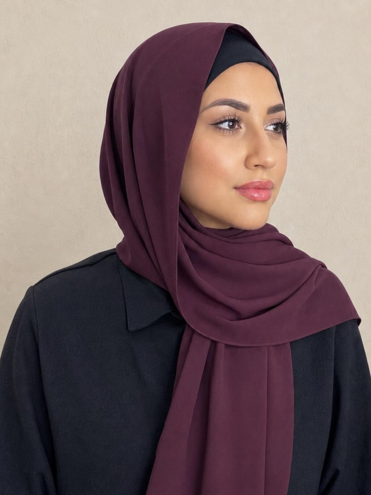 Classic Chiffon Hijab-Dark Mulberry