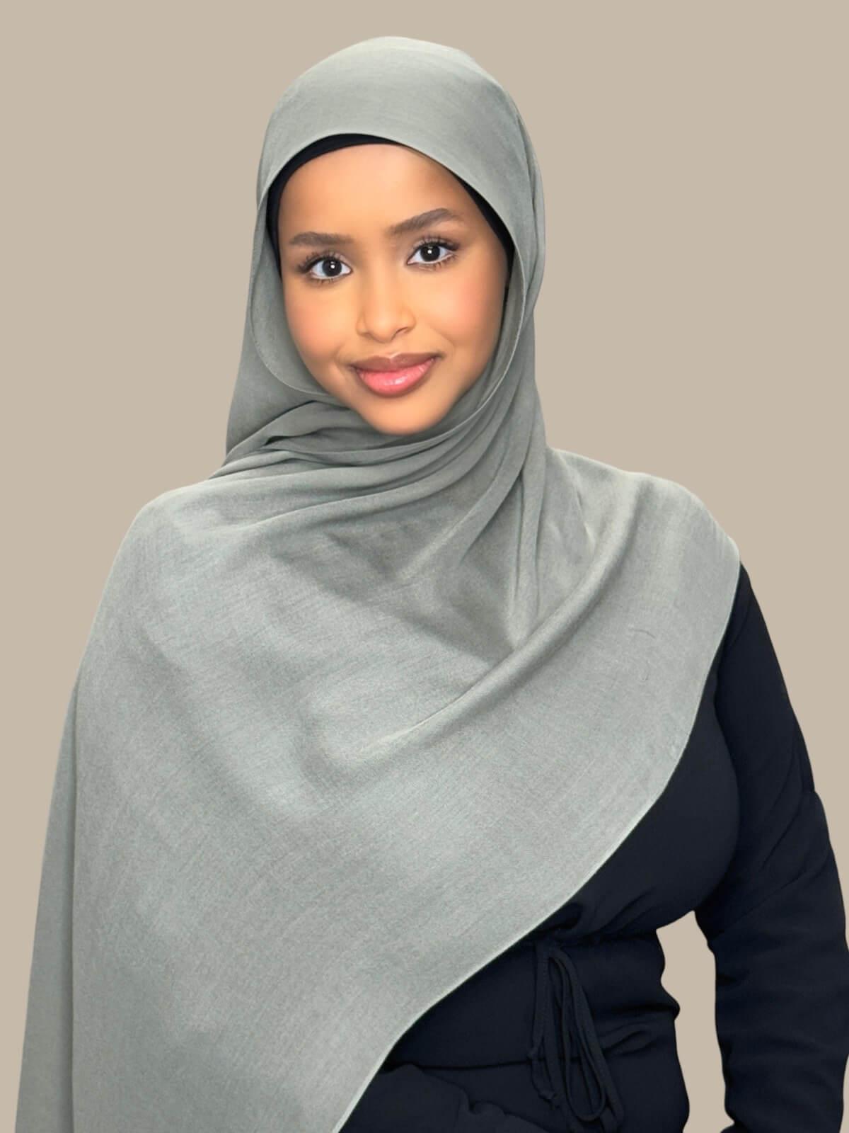 Cotton Modal Hijab-Slate Green
