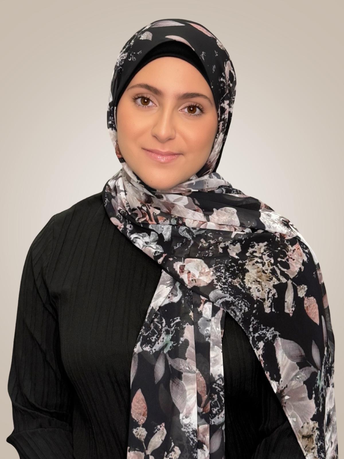 Modish Girl Printed Chiffon Hijab- Fleurette Slate II
