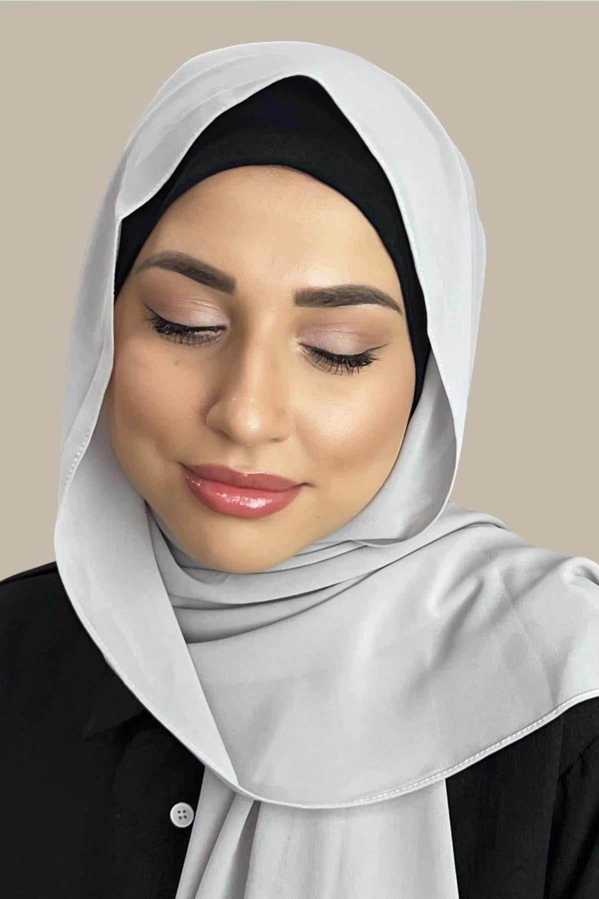 Harmony Tones Hijab - Timeless Elegance in White, Beige, and Gray