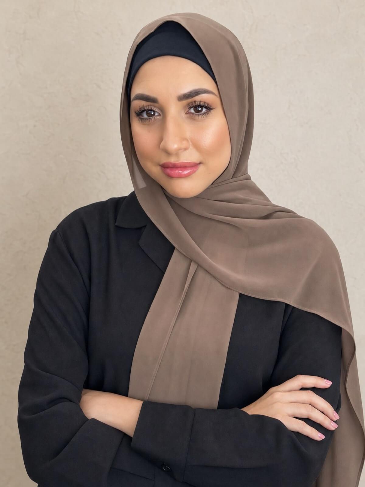 Luxury Chiffon Hijab-Walnut Brown