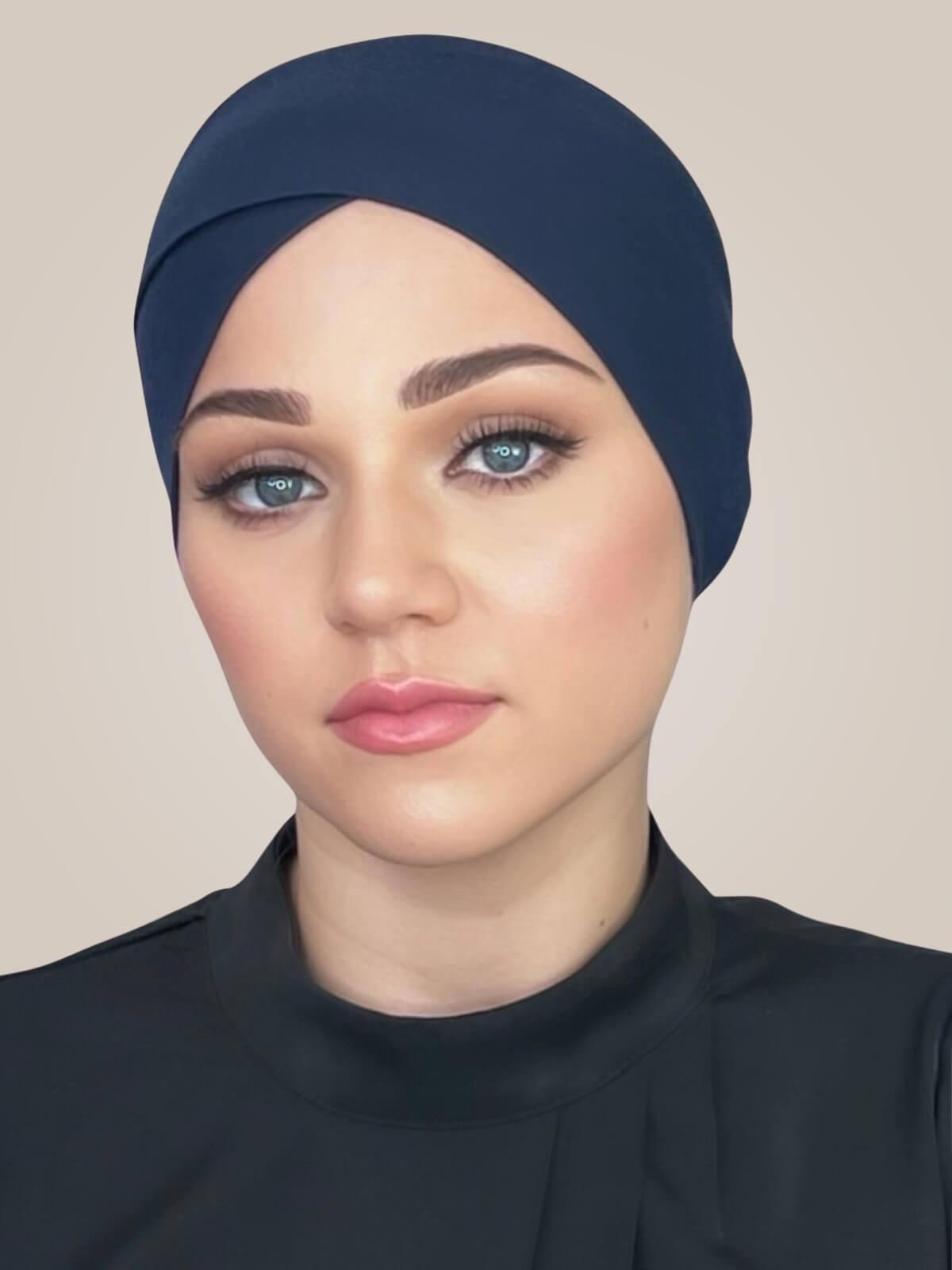 Premium Jersey Cross Front Underscarf-Navy