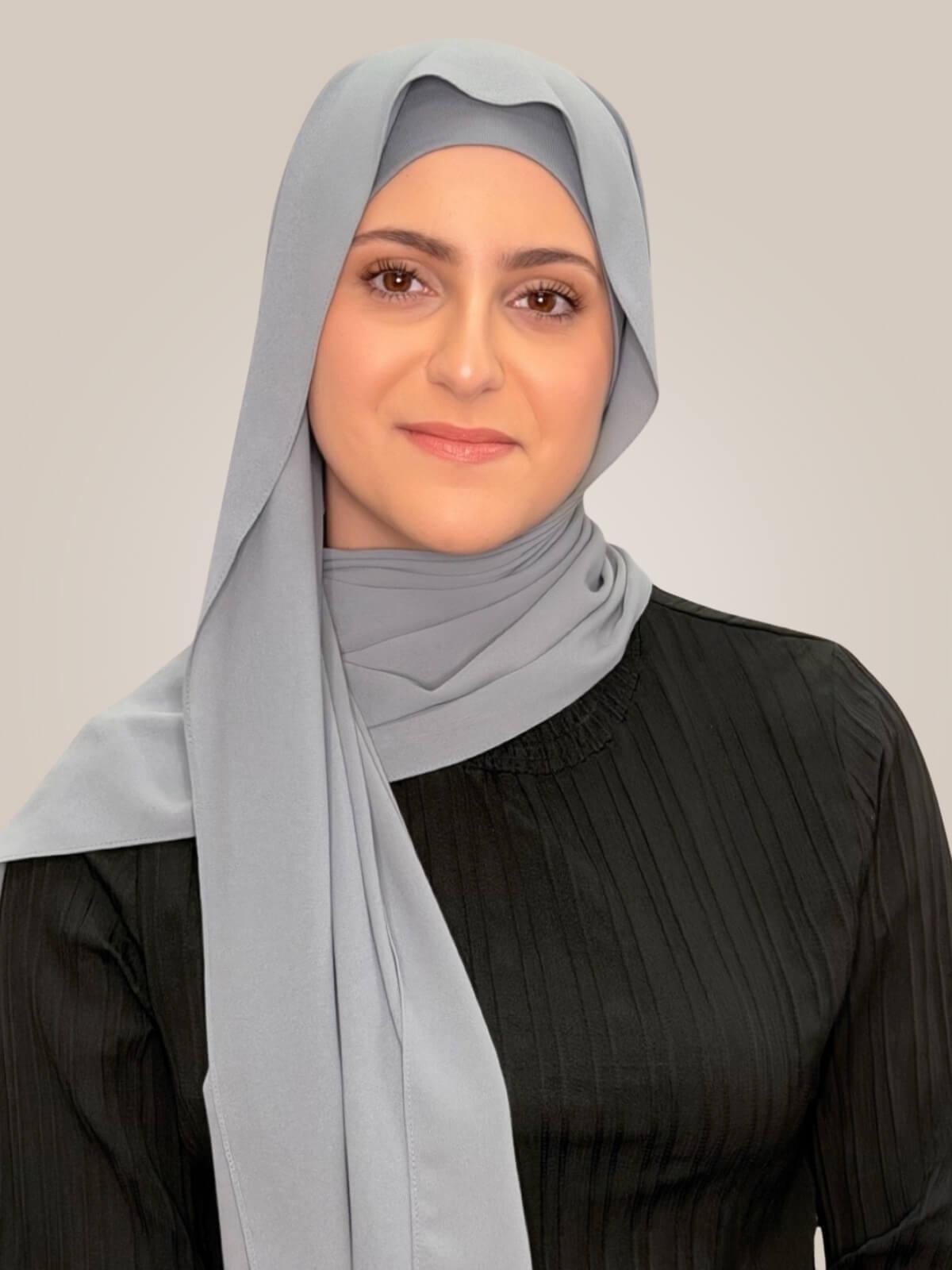 Modish Girl Matching Chiffon Hijab Set-Slate Grey