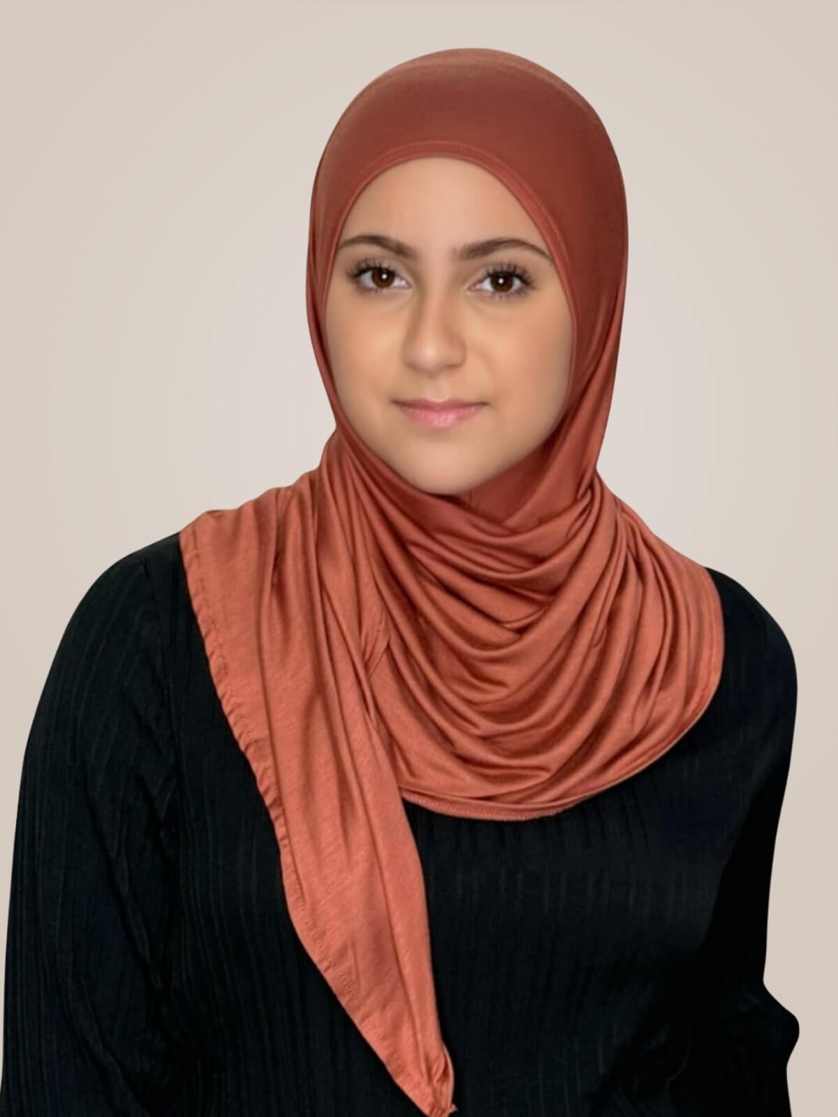 Modish Girl Pre-Sewn Jersey Hijab-Brick Red