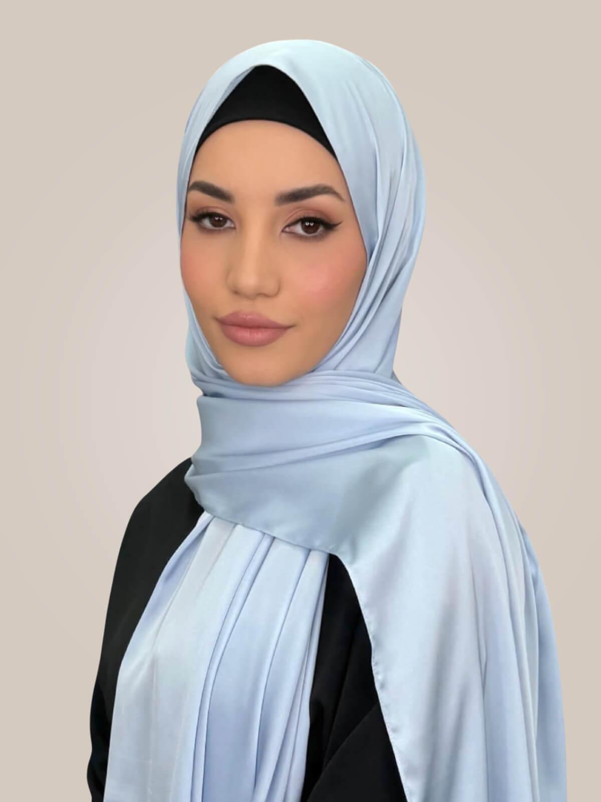 Premium Satin Hijab-Powder Blue