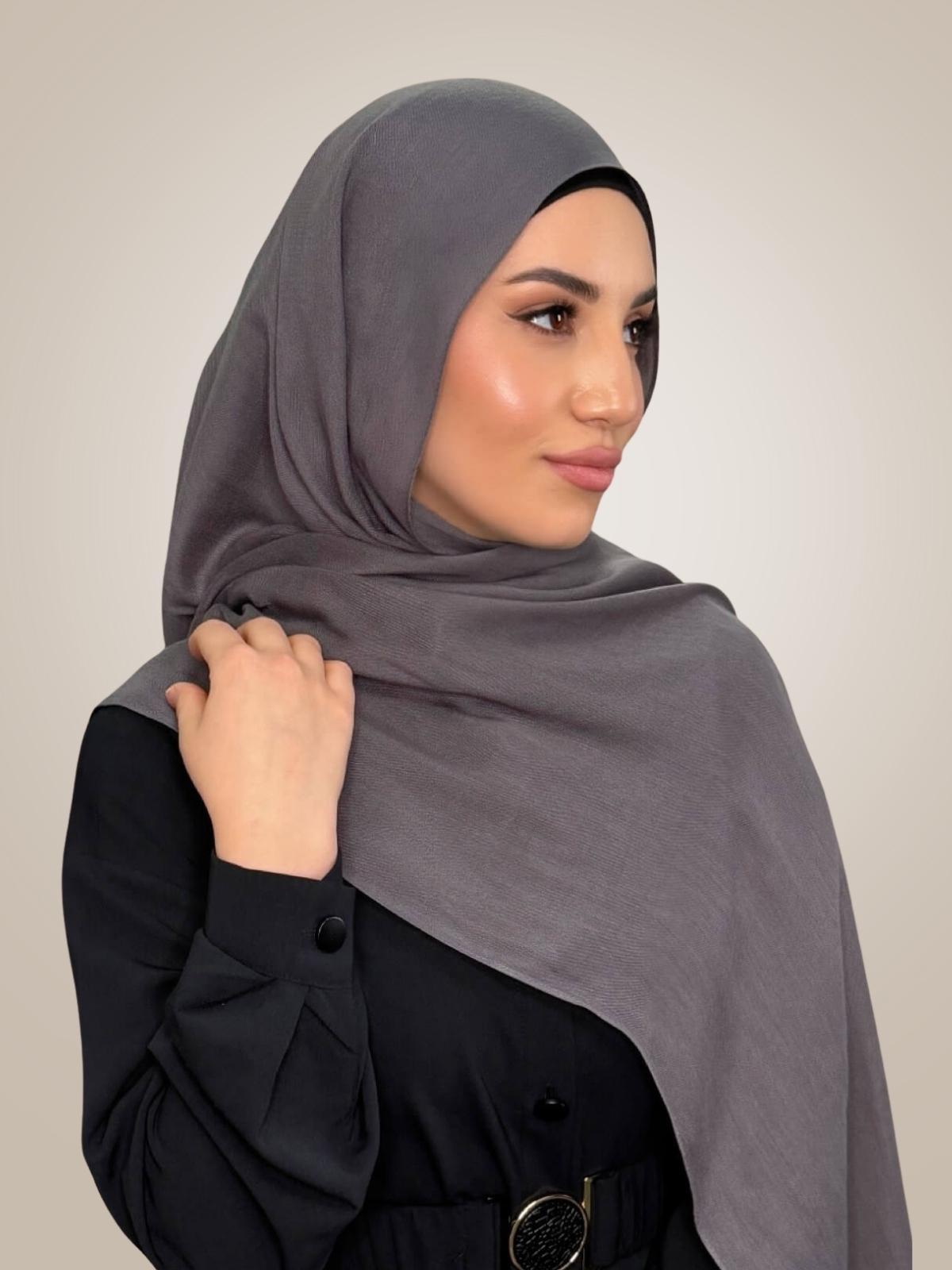 Cotton Modal Hijab-Graphite Grey