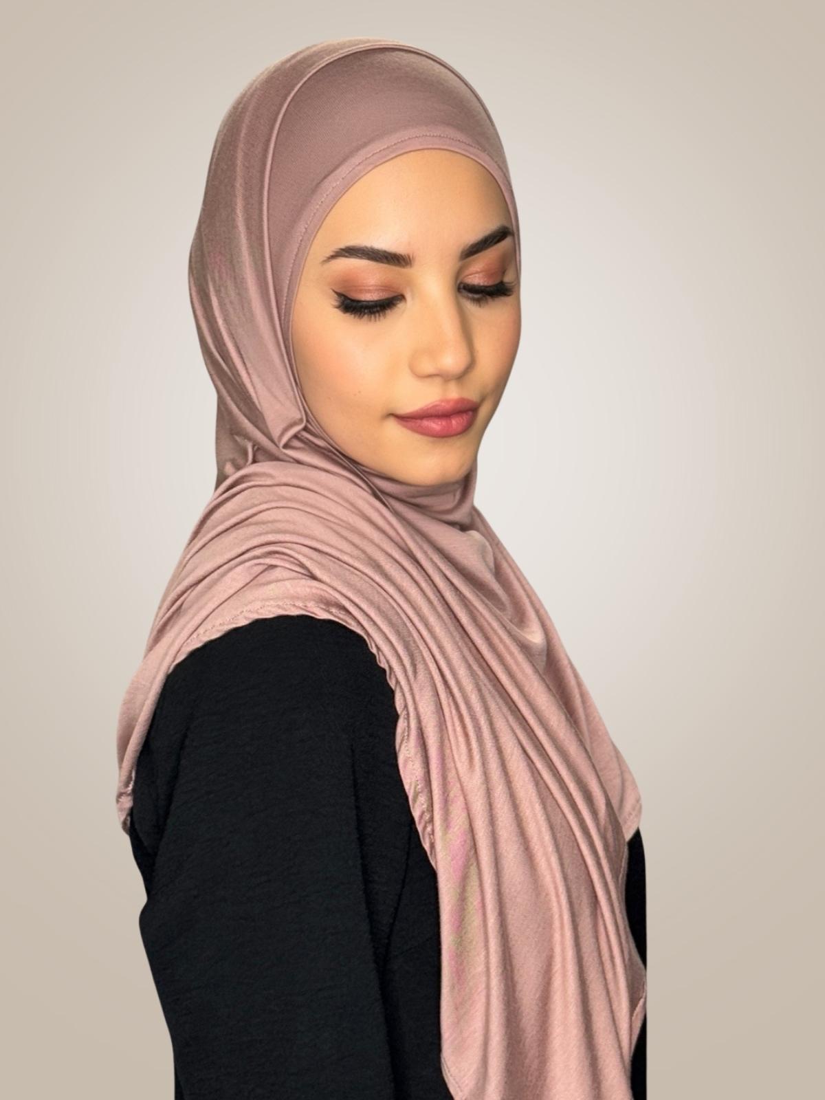 Pre-Sewn Jersey Hijab-Dusty Rose
