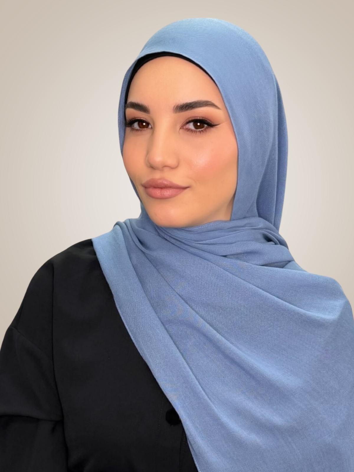 Cotton Modal Hijab-Steel Blue