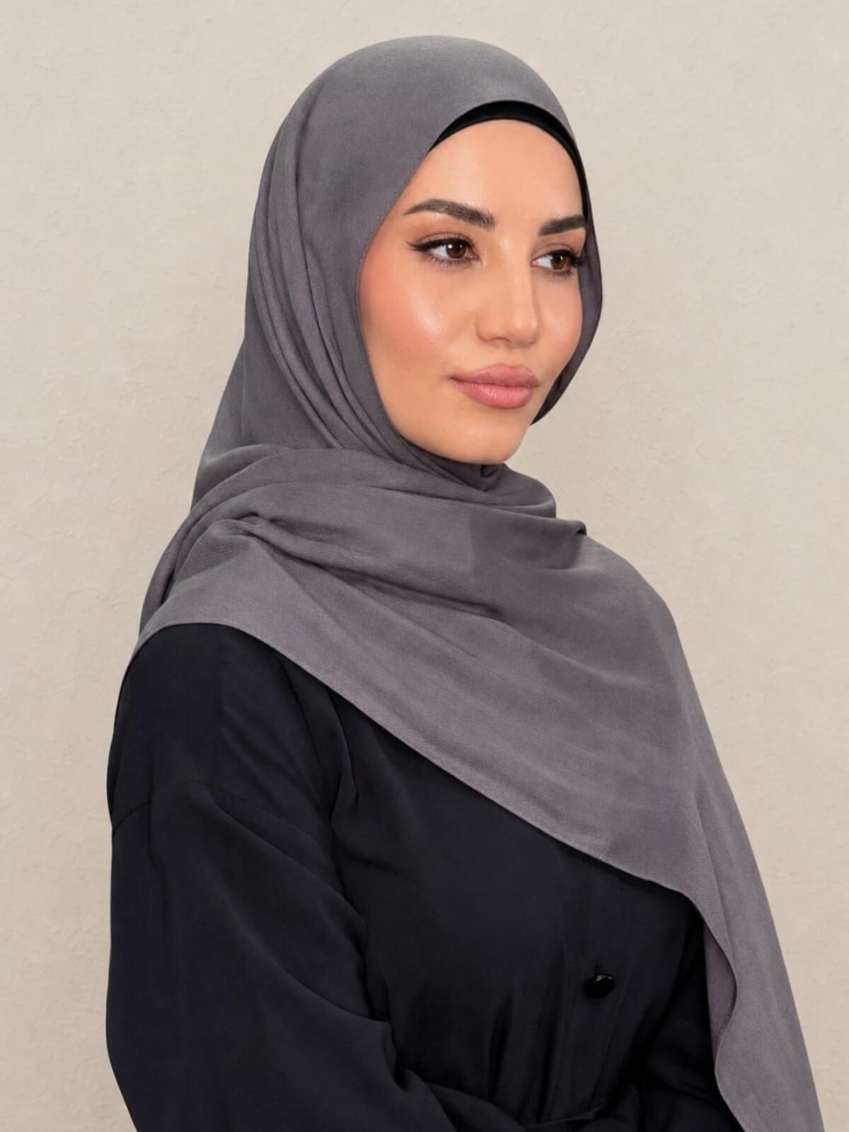 Cotton Modal Hijab-Graphite Grey