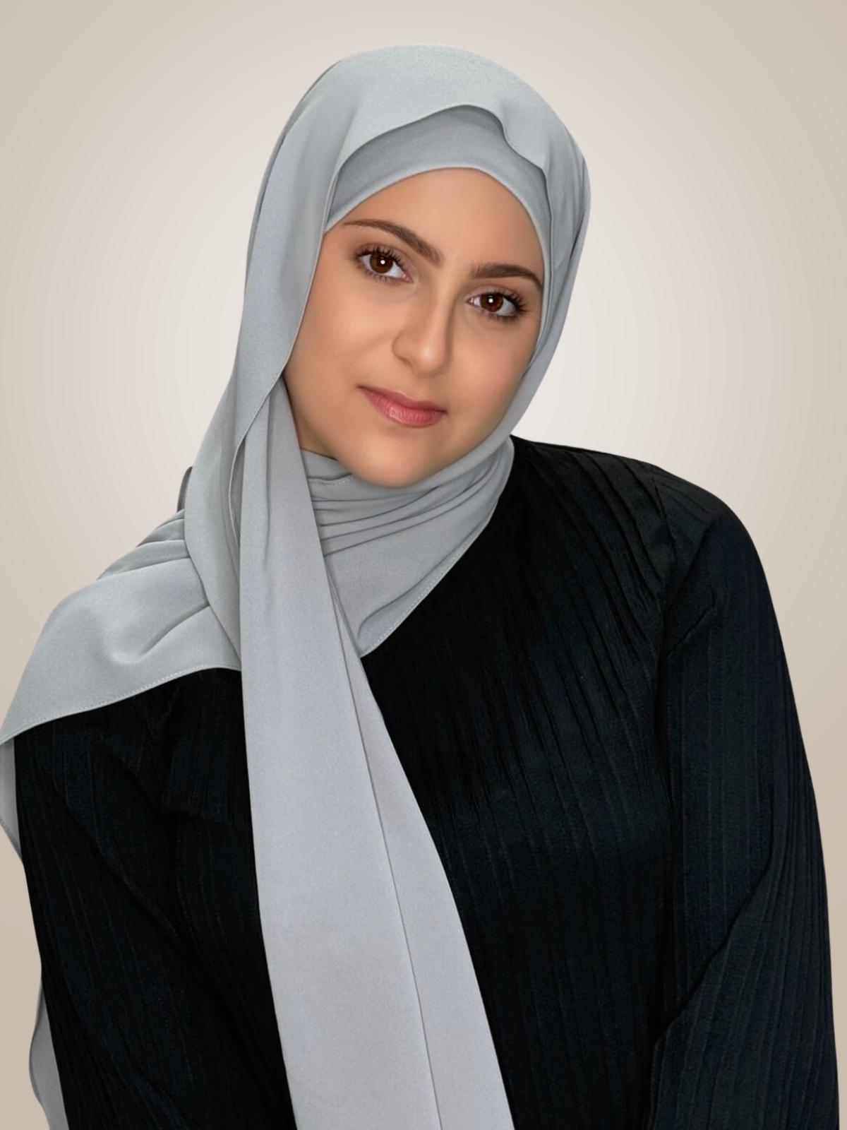 Modish Girl Matching Chiffon Hijab Set-Dolphin Gray