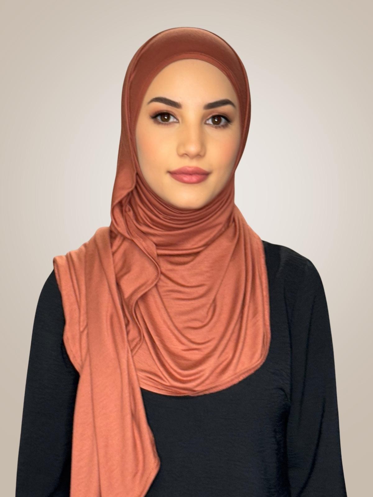 Pre-Sewn Jersey Hijab-Brick Red