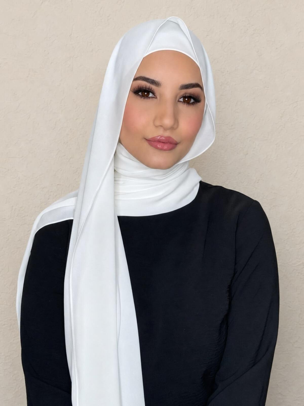 Matching Chiffon Hijab Set-White