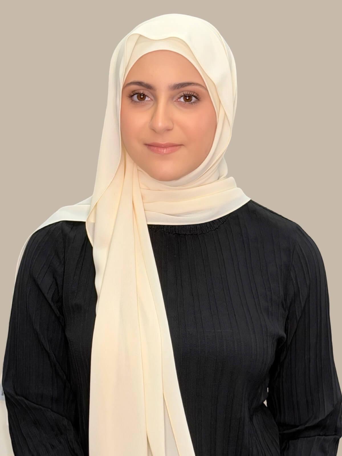 Modish Girl Matching Chiffon Hijab Set-Ivory Lace