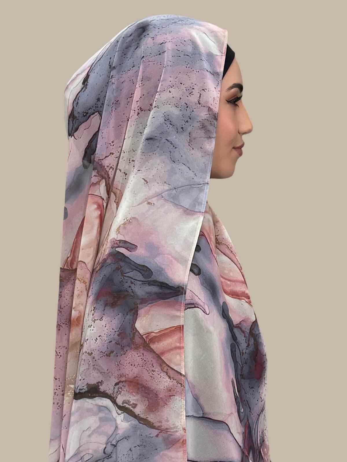 Printed Chiffon Hijab-Blush Quartz