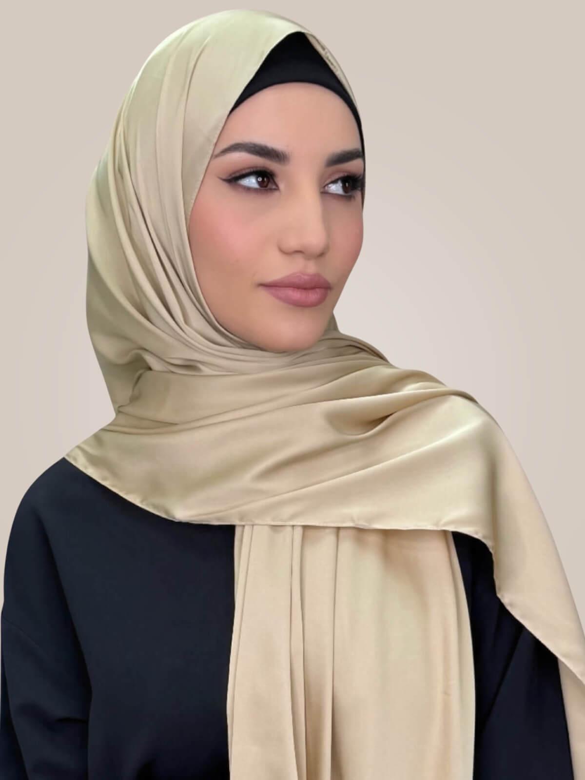 Premium Satin Hijab-Soft Gold