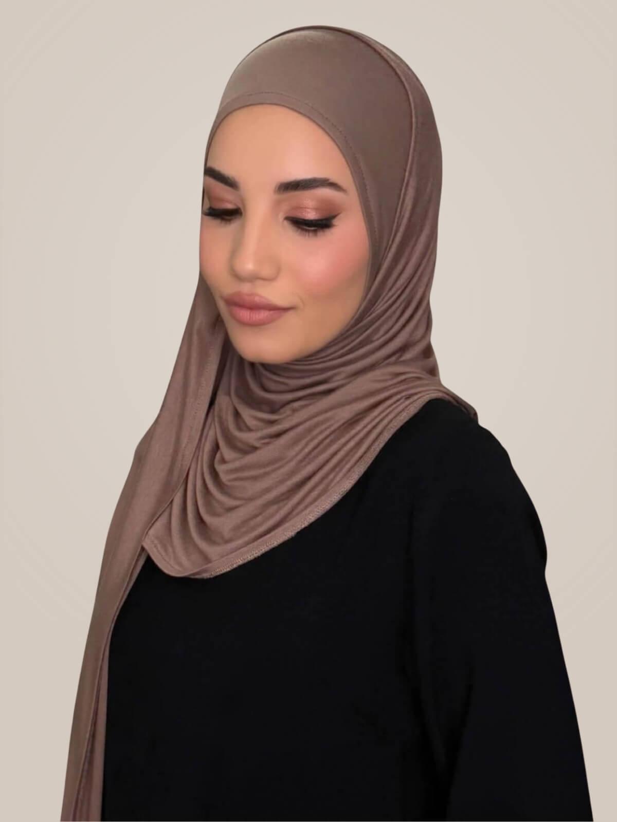 Pre-Sewn Jersey Hijab-Truffle