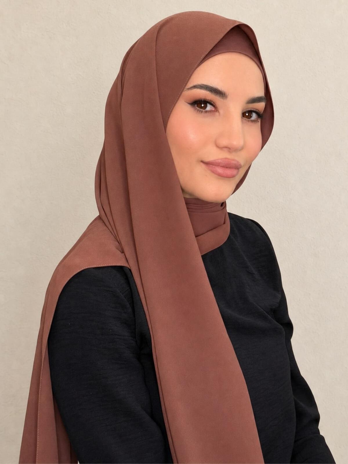 Matching Chiffon Hijab Set-Burnt Redwood