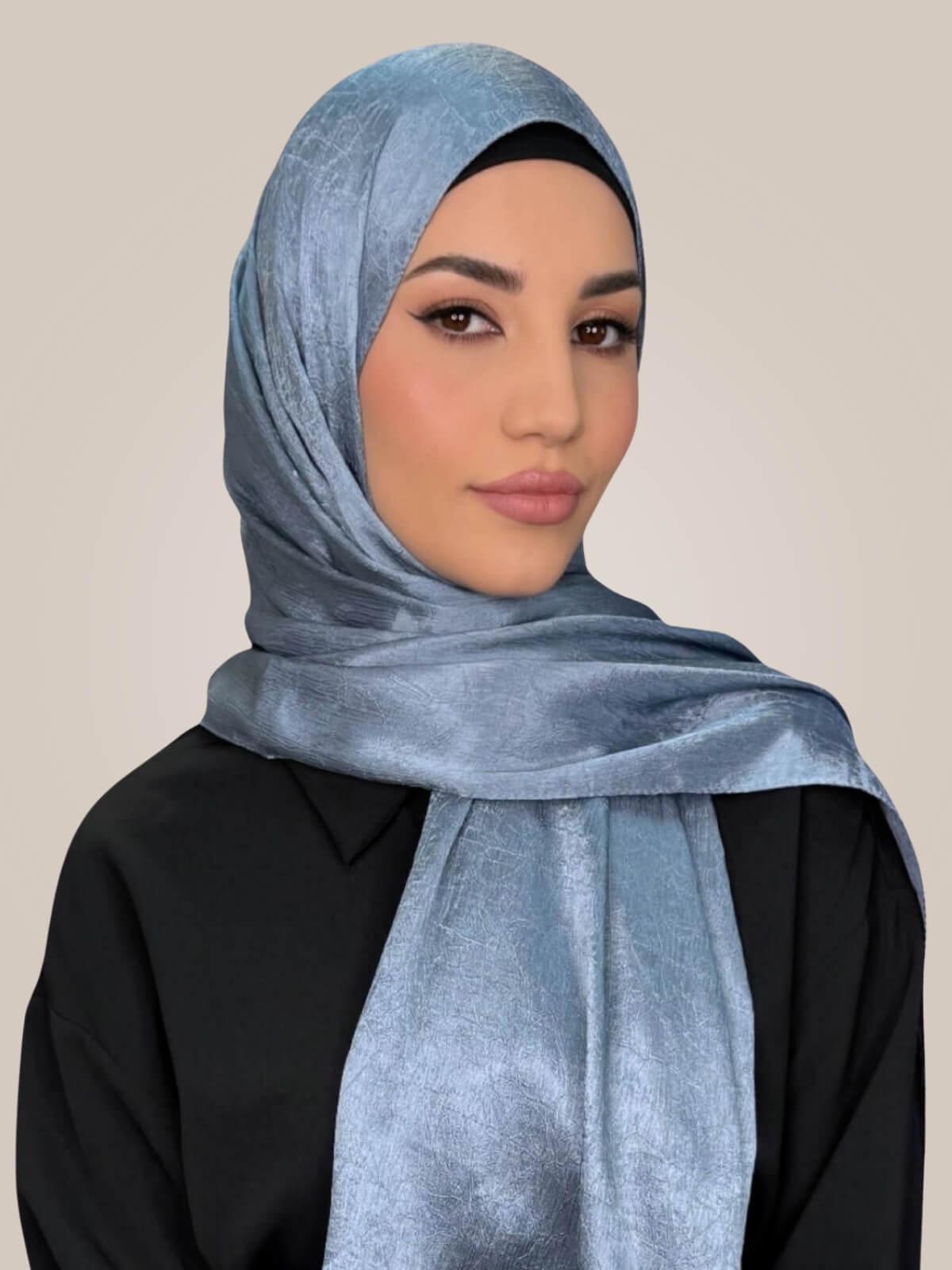 Classic Satin Hijab-Jean Blue