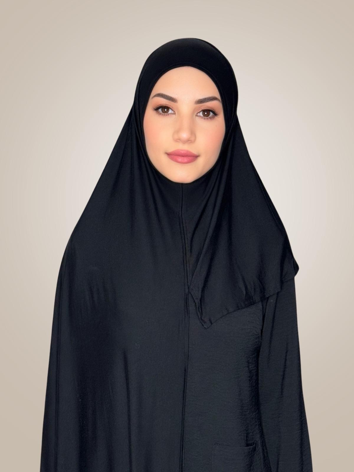 Pre-Sewn Jersey Hijab-Black