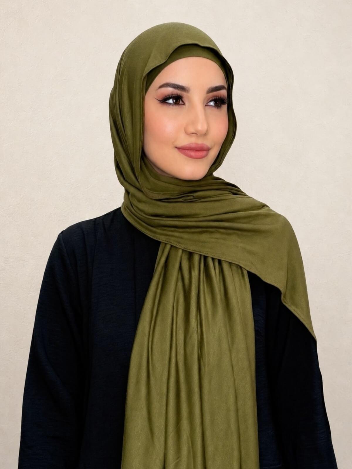 Premium Jersey Hijab-Olive Green