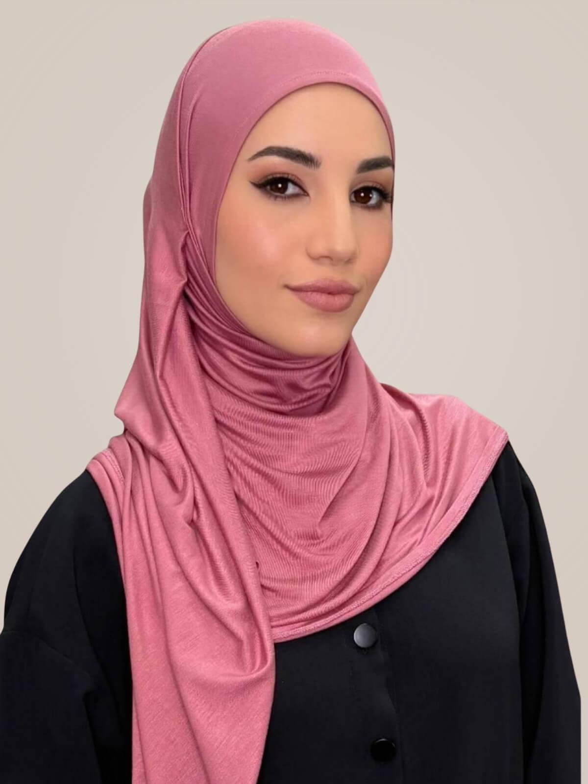 Pre-Sewn Jersey Hijab-Pale Rose