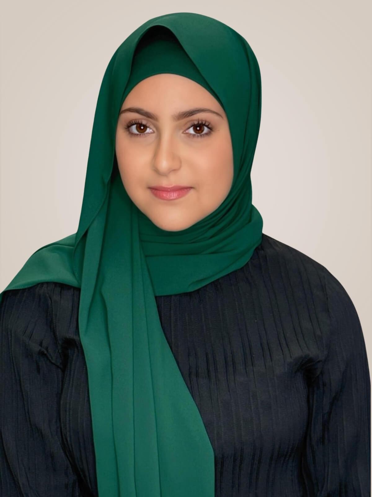 Modish Girl Matching Chiffon Hijab Set-Deep Green
