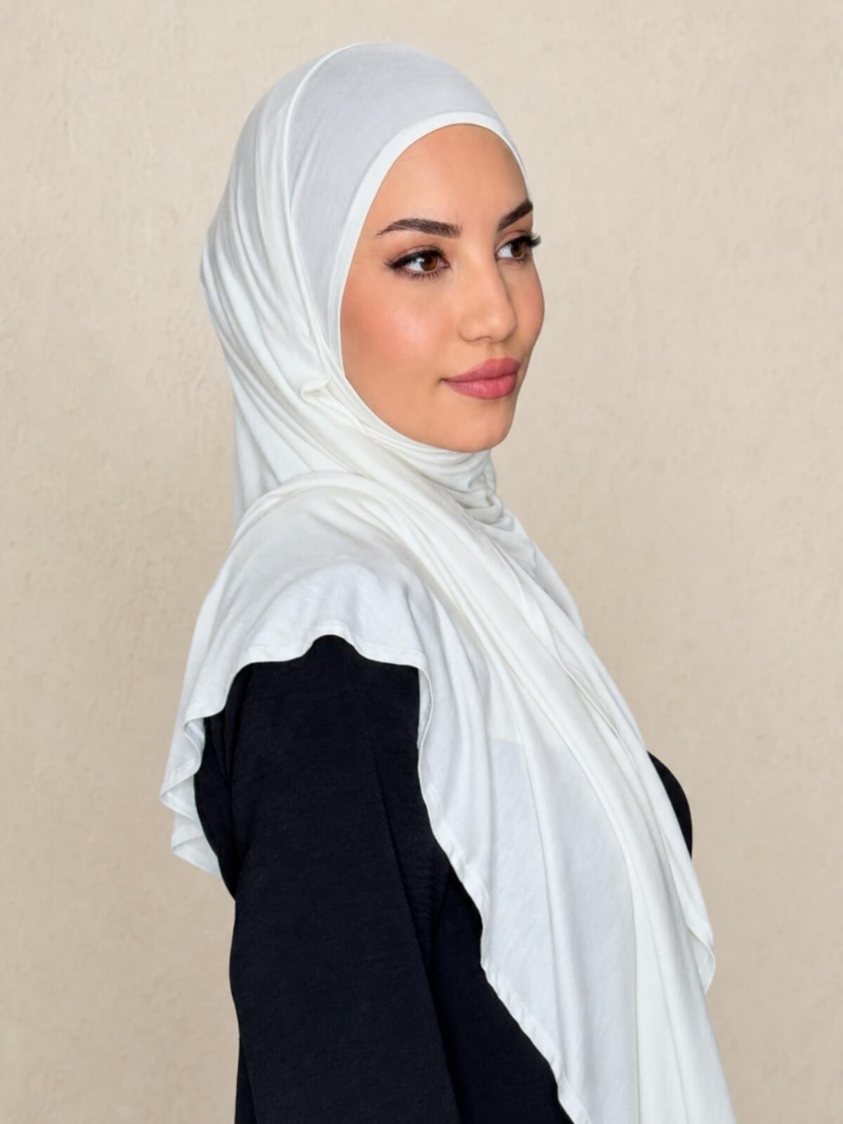 Pre-Sewn Jersey Hijab-Off White