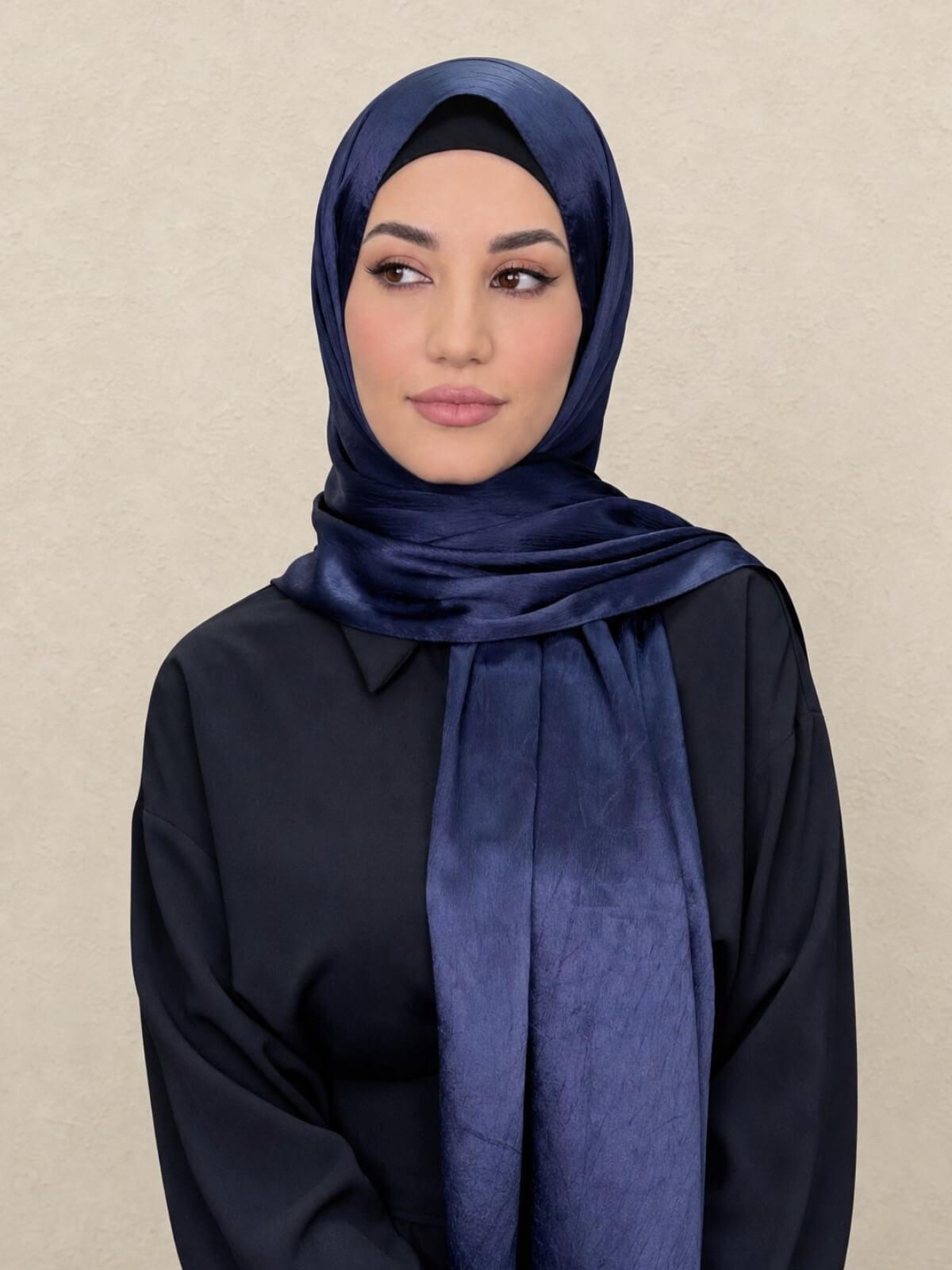 Classic Satin Hijab-Navy