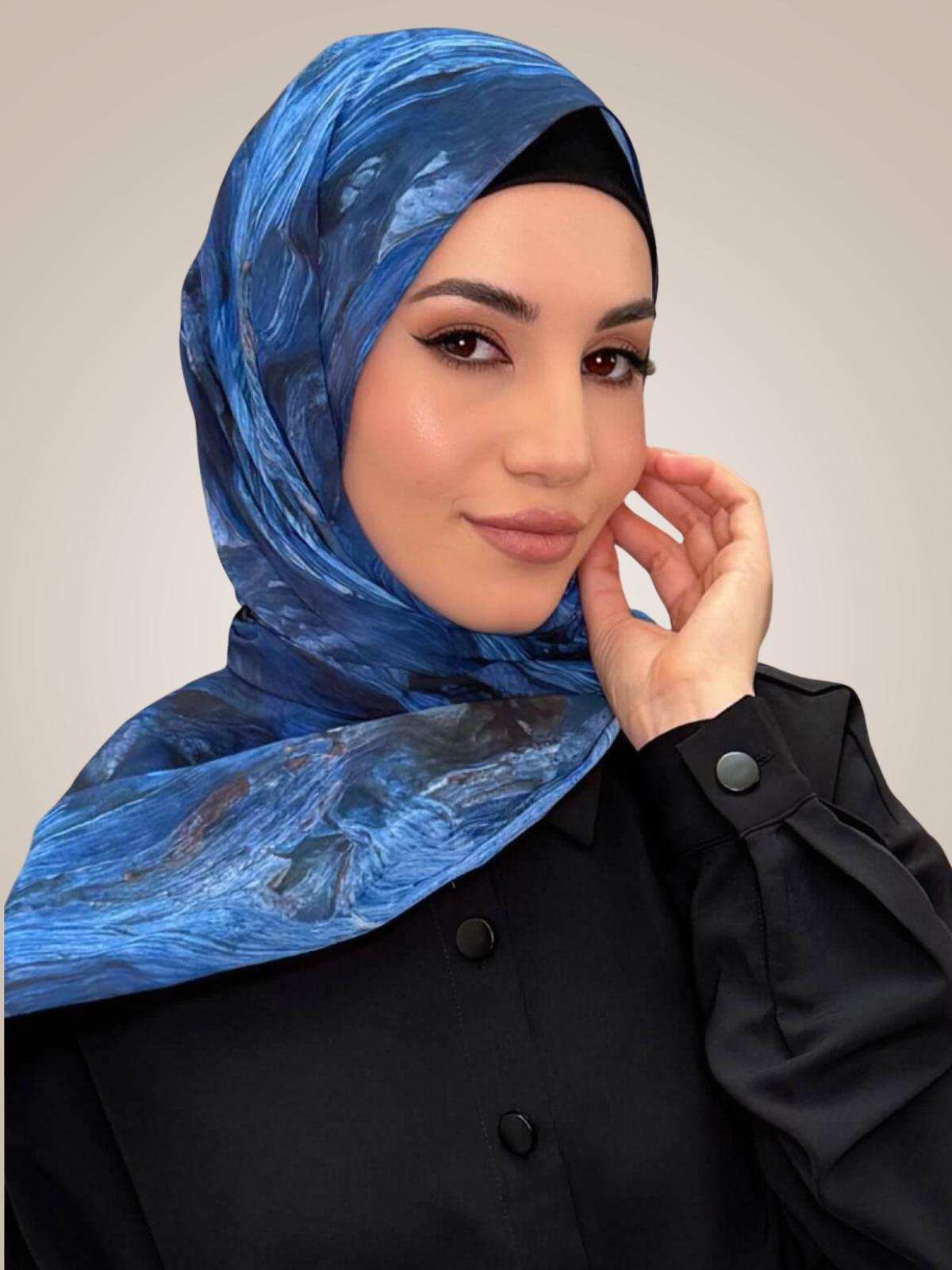 Printed Chiffon Hijab-Ocean Mist