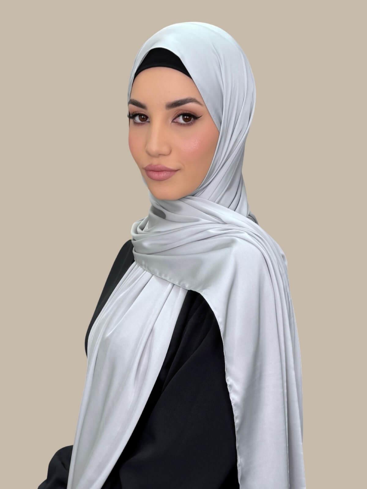 Premium Satin Hijab-Steel Mist