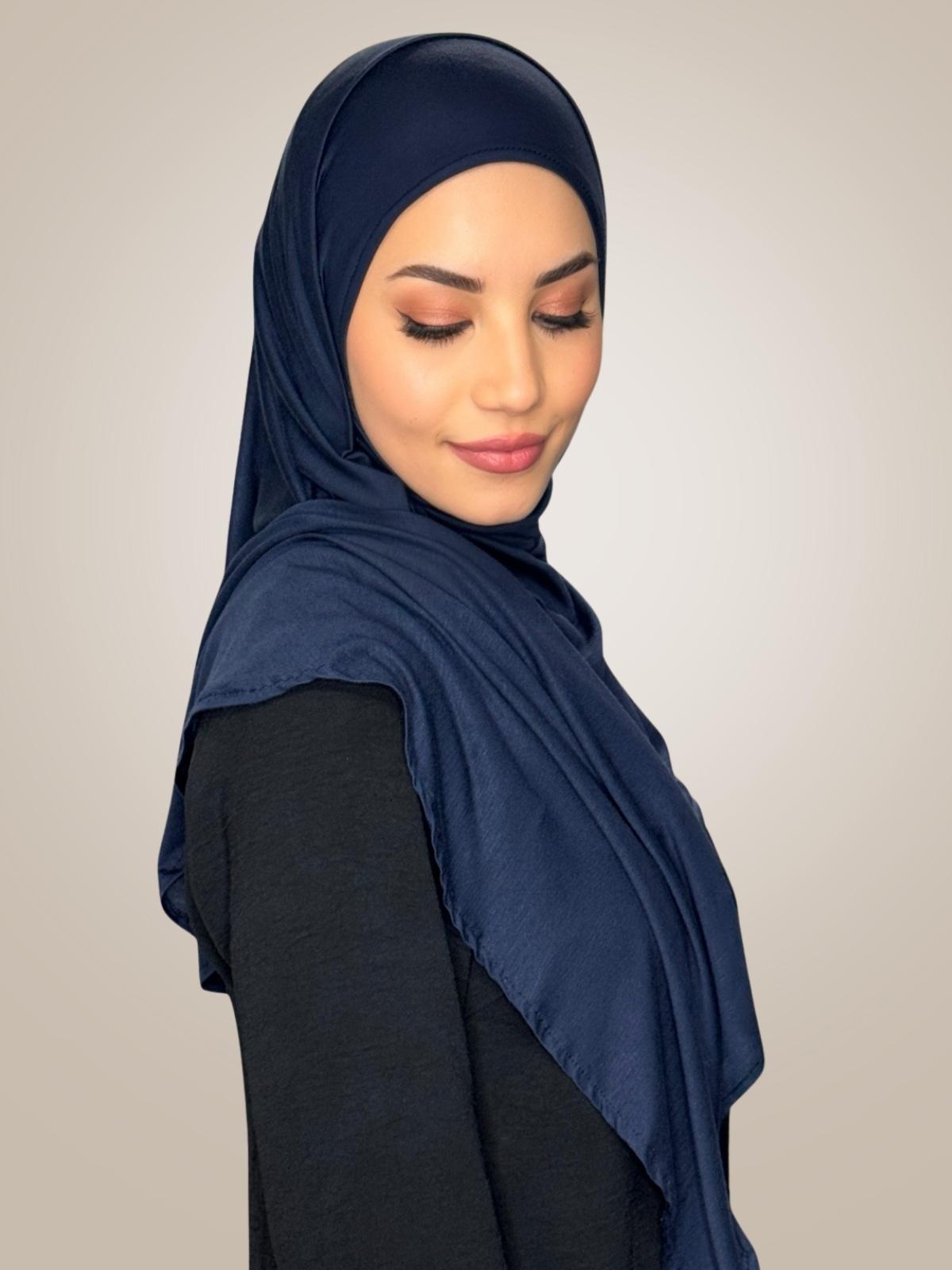 Pre-Sewn Jersey Hijab-Navy