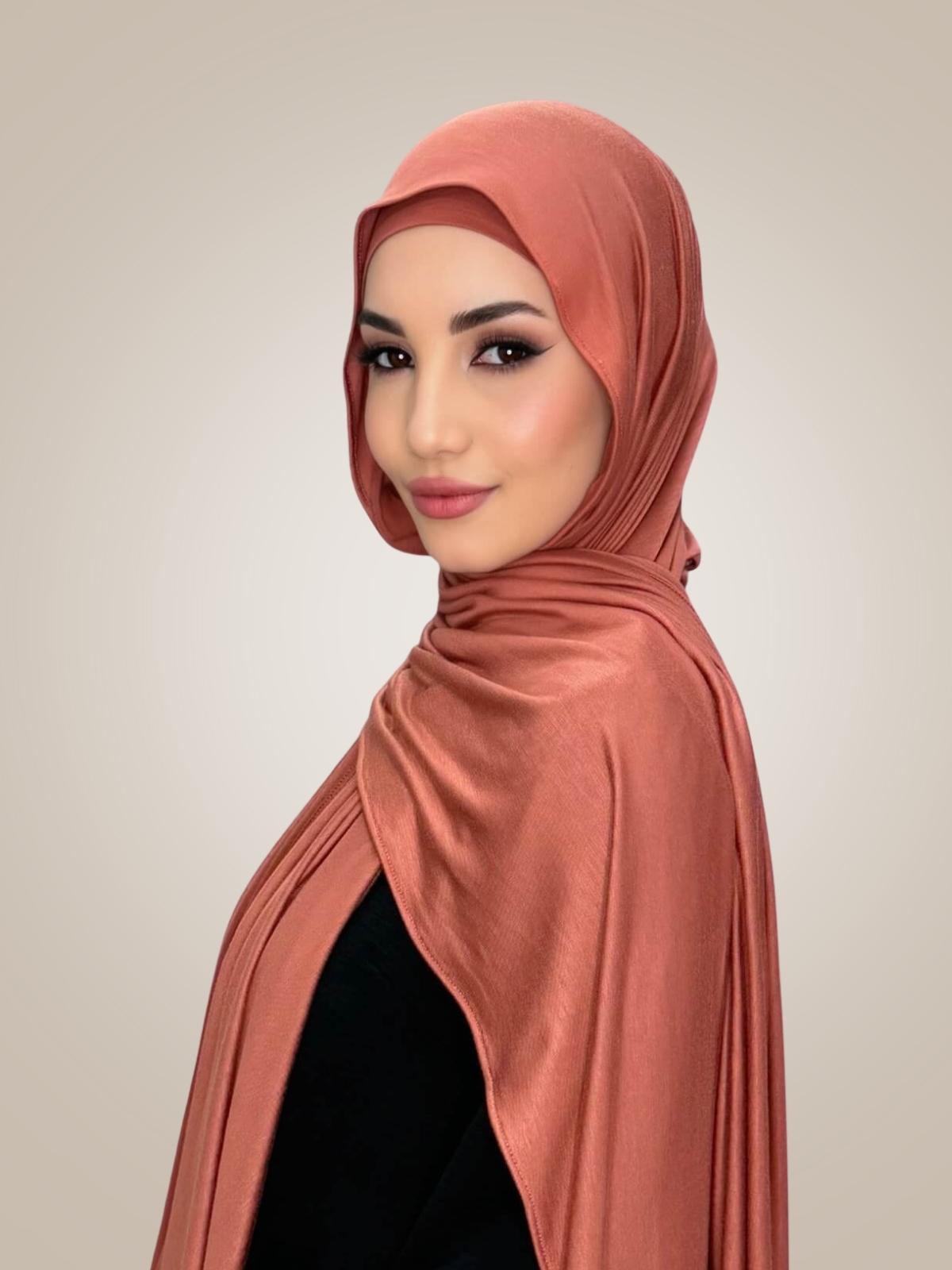 Premium Jersey Hijab-Brick Red