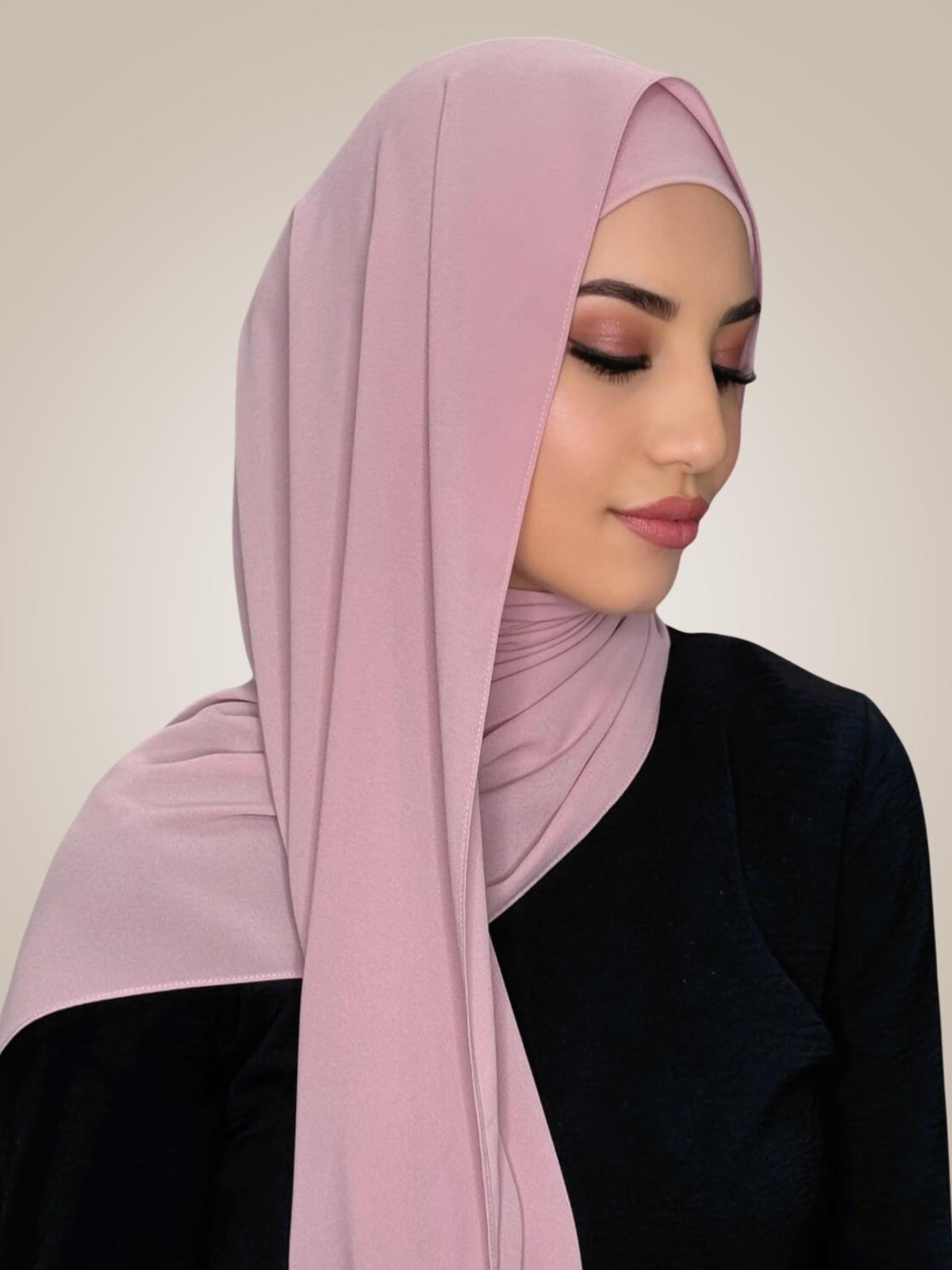 Matching Chiffon Hijab Set-Blush Rose
